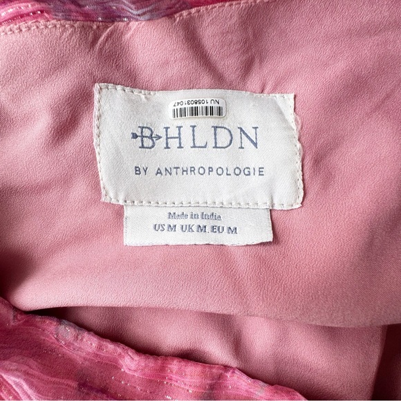 BHLDN Anthropologie Iris One Shoulder Cutout Printed Chiffon Maxi Gown | MEDIUM - Picture 11 of 15